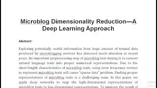 Microblog Dimensionality Reduction—A Deep Learning Approach [upl. by Yenalem]