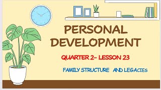 SHS PERSONAL DEVELOPMENTQ2 LESSON23Family Structures and Legacies [upl. by Annaes]