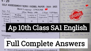 💯10th class English SA1 real question paper 2024 with answersap 10th Sa1 English answer key 2024 [upl. by Kriste]