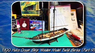 Wooden ship model build 1100 Scale Part  9 The Rigging [upl. by Ynaffital]