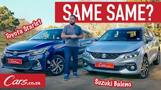 Toyota Starlet vs Suzuki Baleno  Which one should you buy 2022 specs and pricing [upl. by Akvir]