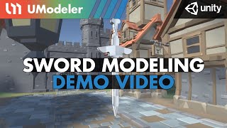 Skecthup Style Drawing Demo with Sword using UModeler 20 in Unity [upl. by Novahc717]