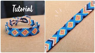 Pulsera de hilo paso a paso ◇Tutorial◇ Chevron Rombos◆Diamantes [upl. by Margeaux]