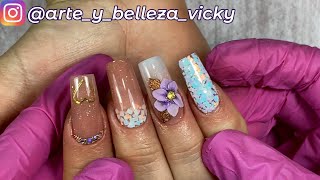 set de uñas acrílicas en cliente  como hacer uñas acrílicas  arte y belleza Vicky [upl. by Johnette]