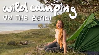 SOLO CAMPING girl wild camping at the beach overnight coastal hike amp camp outdoor adventure [upl. by Bertolde]