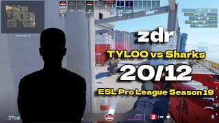 CS2 POV TYLOO zdr 2012 vs Sharks Vertigo ESL Pro League Season 19 [upl. by Ahtenak726]