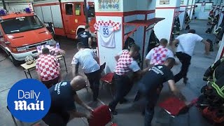 Croatian firefighters on call seconds before winning penalty [upl. by Berns]