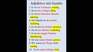 Adjektive mit Genitiv b2 c1 c2 german learngerman grammatik genitiv adjektiv [upl. by On829]