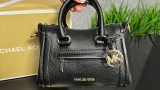 Распаковка сумки MICHAEL KORS Carine ExtraSmall Pebbled Leather Satchel black [upl. by Aihtenak214]