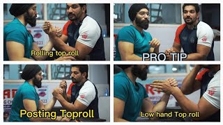 Types of TOPROLL in ARM WRESTLING and their USE  DEEP TECHNICAL KNOWLEDGE BY SANJAY DESWAL [upl. by Ailehpo608]