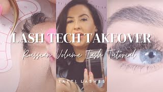 LASH TECH TAKEOVER Russian Volume Lash Tutorial Q amp A  Tatti Lashes [upl. by Venita269]