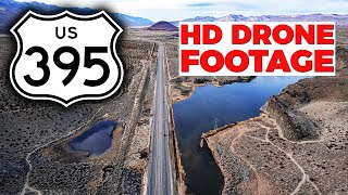 US Highway 395 California Stock Aerial Drone Footage [upl. by Imled]