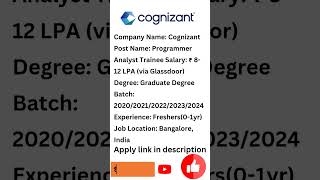 Cognizant Recruitment 2024  Cognizant is hiring cognizantjob cognizantoffcampusdrive [upl. by Nosnarb141]