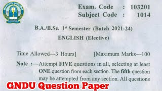 Gndu BA  Bsc 1st Semester English Elective Question Paper  Ba 1st Semester English Question Paper [upl. by Trisa]