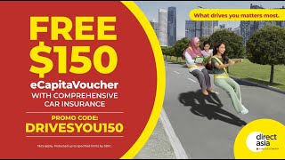 Free 150 eCapitaVoucher with new comprehensive Car Insurance from DirectAsia [upl. by Randa954]