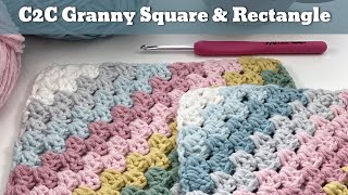 Corner to Corner Granny Square Pattern  and Rectangle  Easy Crochet Blanket [upl. by Eahsed966]