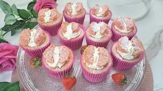 Cute Strawberries And Freshly Whipped Cream Butterfly Cupcakes Recipe [upl. by Rehpetsirhc]