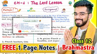 The Last Lesson  Flamingo  CH  1  FREE 1 Page Notes  PYQ Analysis  Sample Paper Questions 🇮🇳 [upl. by Humph]