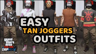 TOP 5 Tan Joggers Outfits  GTA 5 ONLINE [upl. by Ariat393]