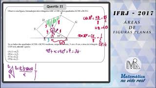 IFRJ  2017  QUESTÃO 21  ÁREAS DE FIGURAS PLANAS [upl. by Lynad]