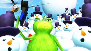 GRINCH FROG SMASHES SNOWMEN WITH A GIANT SNOWBALL  Amazing Frog Part 166  Pungence [upl. by Nogas]