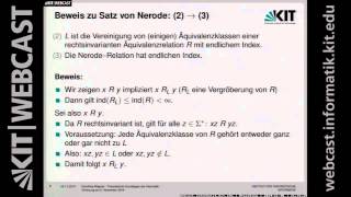 06 Rechtsinvarianz und Index Nerode Minimalität des Äquivalenzklassenautomats [upl. by Dnomyad]