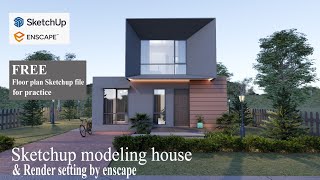 Sketchup 3D house modeling and render setting exterior by enscape [upl. by Auot]