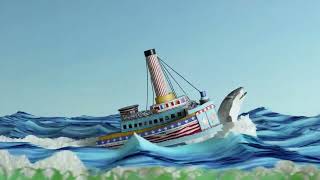 In papercraft world a steamboat travels across a vast ocean [upl. by Stirling]