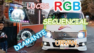 LUCES RGB EN FAROS DE URVAN COMO INSTALAR MODULOS RGB DIAMANTE EN LOS FAROS DE TU AUTO [upl. by Kamillah]