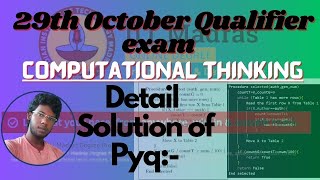 Pyq 29 October qualifier Exam IIT Madras Online degree iitmadras [upl. by Kcirddahc]