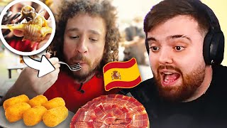 REACCIONANDO A LUISITO COMUNICA PROBANDO COMIDA CALLEJERA ESPAÑOLA [upl. by Rab]