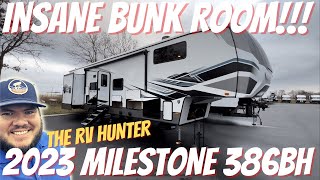 2023 Milestone 386BH  Two Full Bath RV with a crazy Bunk Room [upl. by Hoenack166]