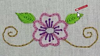 Flower embroidery designs  hand embroidery for beginners  thread work flower design embroidery [upl. by Nosnej94]