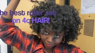 THE BEST ROLLER SET ON 4C NATURAL HAIR [upl. by Aitekram31]