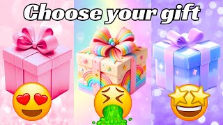 Choose your gift 🤩💝🤮 3 gift box challenge  Rainbow Purple Pink pickonekickone giftboxchallenge [upl. by Damick]