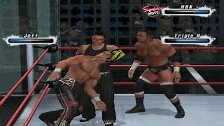 WWE SVR 2009  ELIMINATION CHAMBER  Jeff Hardy vs HBK vs Umaga vs Triple H vs JBL vs Chris Jericho [upl. by Sivle]