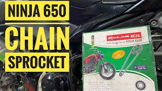 Kawasaki Ninja 650 Chain Sprocket change  Ninja 650 Rolon Sprocket  Kawasaki Ninja Chain kit [upl. by Thatch]