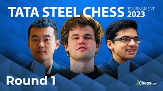 Carlsen Caruana Ding So  Chess’ ELITE Square Off In Tata Steel Chess Masters 2023  RD 1 [upl. by Nonaihr]