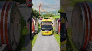 Cement Trucks and Cargo Bus CRASH into Bollardsbeamng shorts beamngdrive [upl. by Dez]