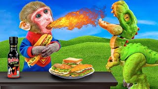 Baby Monkey Bon Bin fishing running duckling Fire DINOSAURS Transfiguration  Boss Animation HT [upl. by Neeruan]