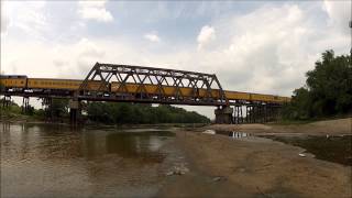 Union Pacific 844 Crossing Arkansas River in Wichita [upl. by Yenttihw]