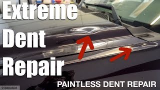 Chevy Silverado Large Dent Repair  NO Bondo amp NO Repainting [upl. by Enahpets806]