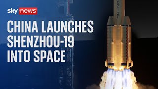 China launches Shenzhou19 into space [upl. by Enelrak392]