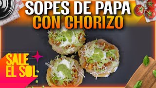 Receta sopes de papa con chorizo con la chef Ingrid Ramos y Mauricio Islas  Sale el Sol [upl. by Eupheemia]