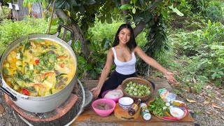 Countryside Life How To Cook Thai Green Curry Chicken  Thailand village Vlog [upl. by Ahsaet]