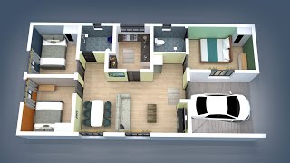 25 x 50 house plan  1250 sqft  3bhk  vastu home 3d plan [upl. by Ahtrim]