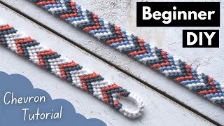 EASY Chevron Tutorial with TEAR DROP LOOP  Friendship Bracelets Beginner DIY [upl. by Delle897]