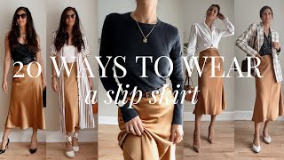 20 Slip Skirt Outfit Ideas  Styling Closet Essentials  Slow Fashion [upl. by Kyl]