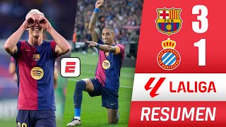 BARCELONA golea al ESPANYOL 31 y se despega del REAL MADRID en la punta Doblete de Olmo  La Liga [upl. by Shepherd498]