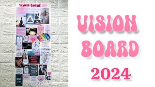 Vision Board 2024 Setup 🌈✨🩷Goal Setting  Healthy Habits ❤️ visionboard aesthetic [upl. by Nnasus]